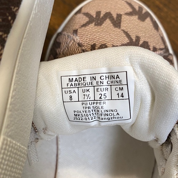 Michael Kors Kids' Beige and Brown Logo Sneakers - Picture 7 of 12